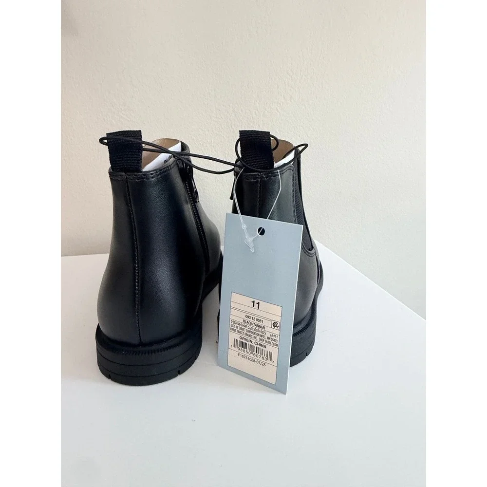 Cat & Jack Tanner Chelsea Boots Toddler 11 Black Zipper Lug Sole NWT